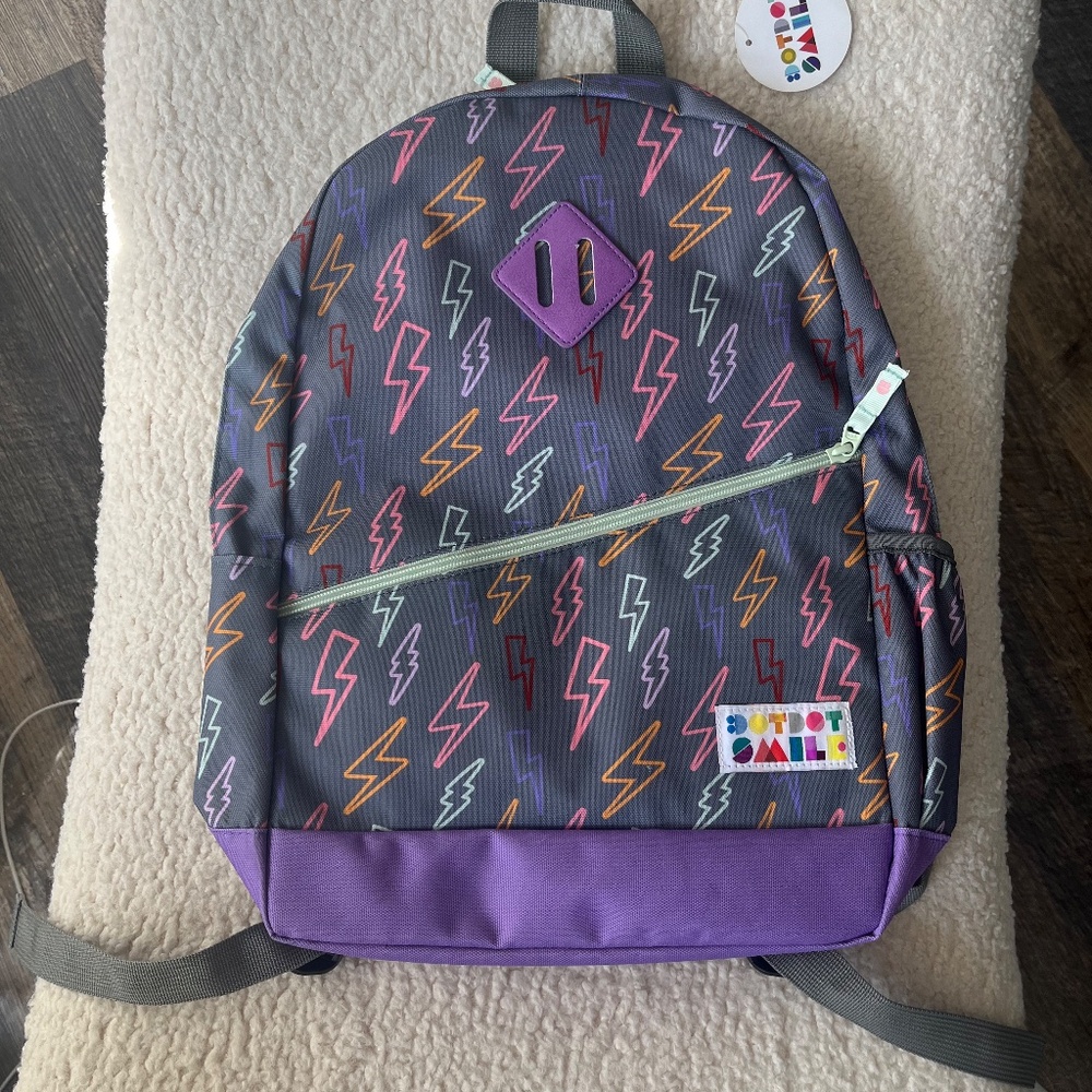 NWT Dot Dot Smile Lightning Bolt Backpack Gray/Purple